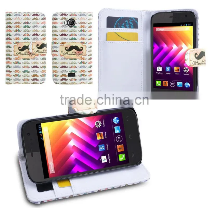Printing PU Leather Wallet Case For Wiko IGGY