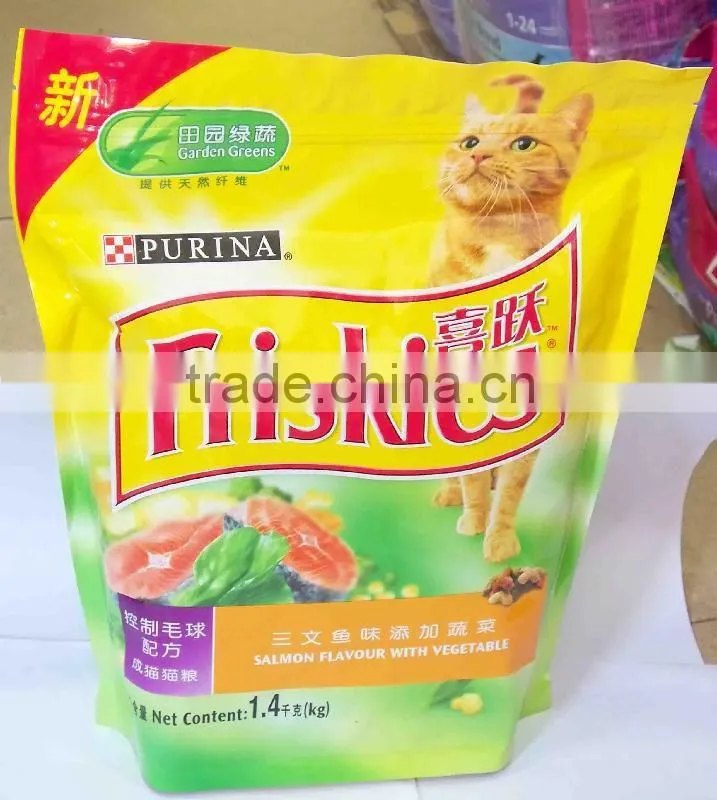 Stand up plastic pet food bag with slider zipper