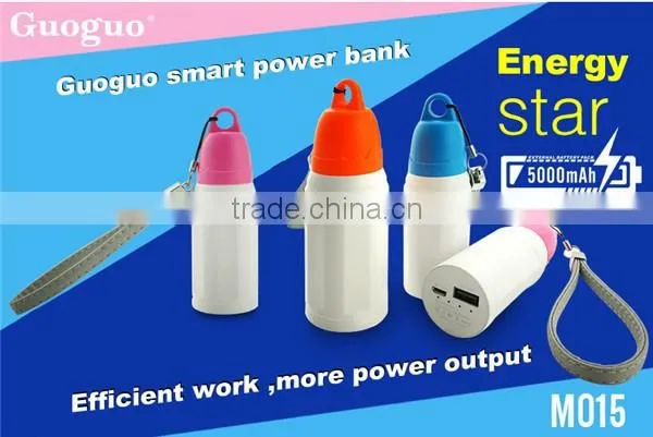 Guoguo 5000mah long lasting portable travel power bank with shaking indicator for iphone7