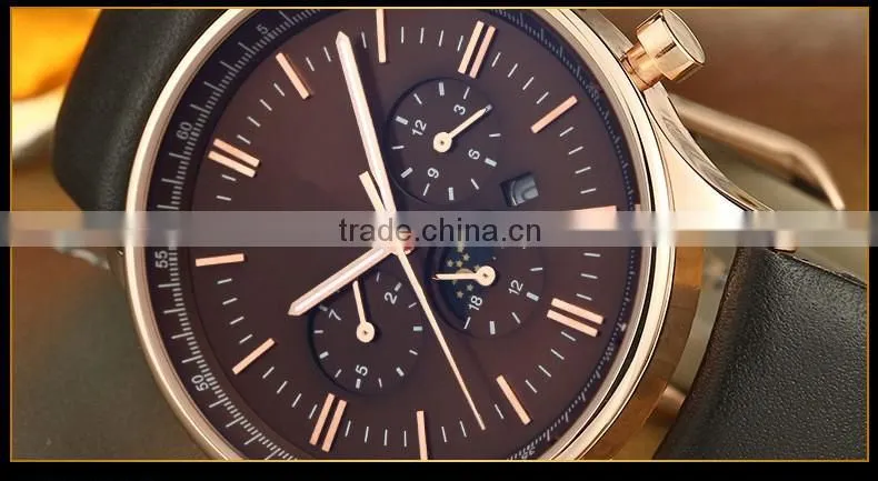 Alibaba Express Hot Selling Round Face Watch,Fashion Sport Watch For Men,Vogue Genuine Leather Watch Men With Japan Movt