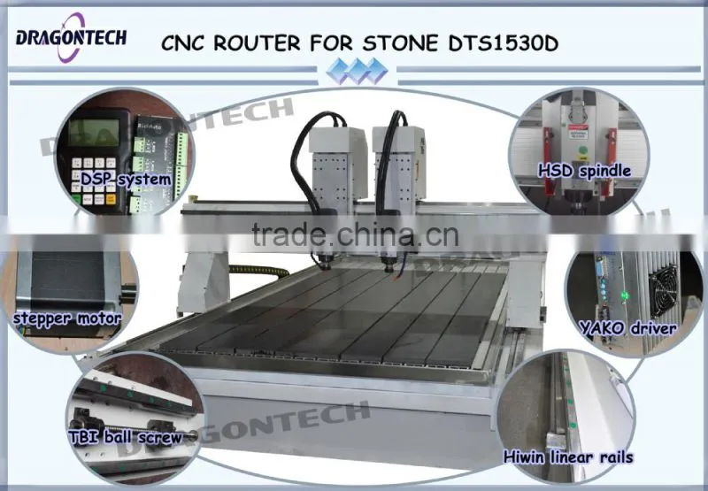 1530 high quality marble cnc router, double heads cnc router for stone