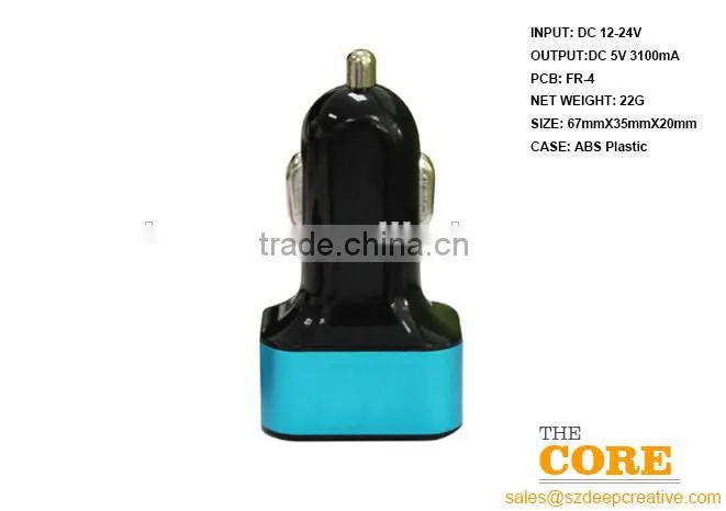 A3 three USB port car charger,3 port car charger,cheap car usb charger,Auto Charger