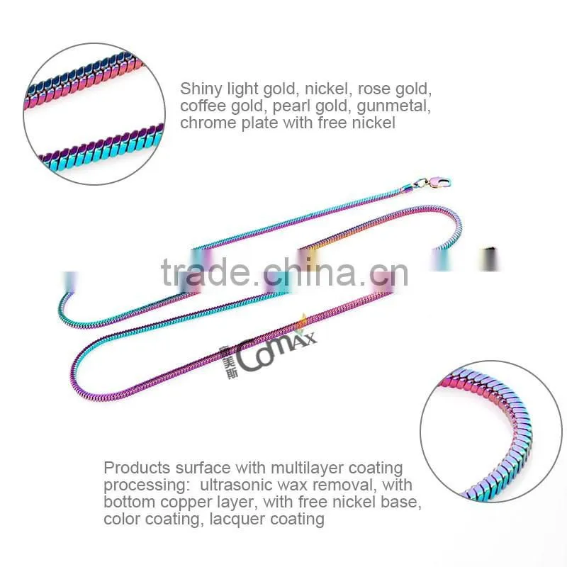 Long colorful decorative metal chain for bag