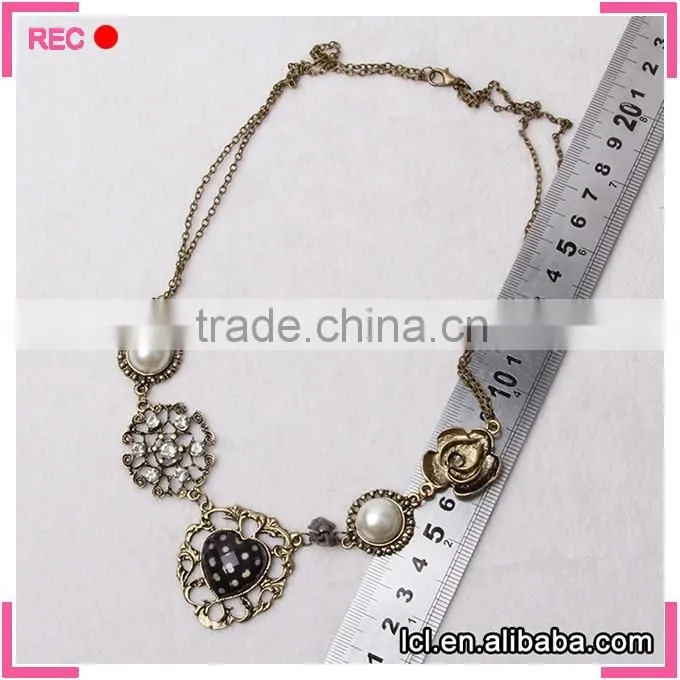 Chunky necklaces pearl jewelry, copper charms fashionable new design necklace
