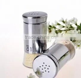 wholesale glass spice jar salt petter bottle with metal coating
