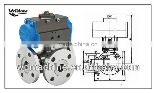 Pneumatic Three Way Ball Valve