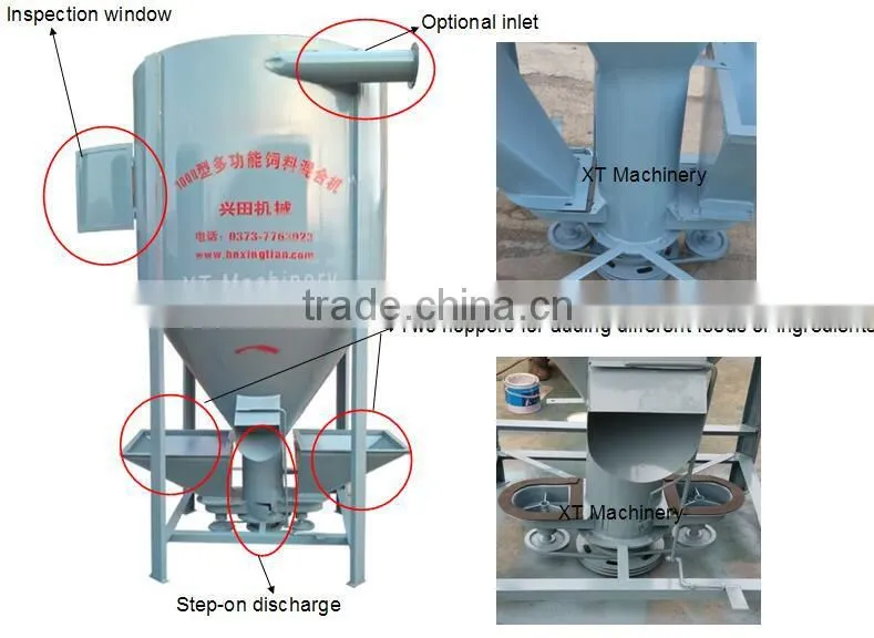 3kw 1000kg/h mixer machine for animal feed