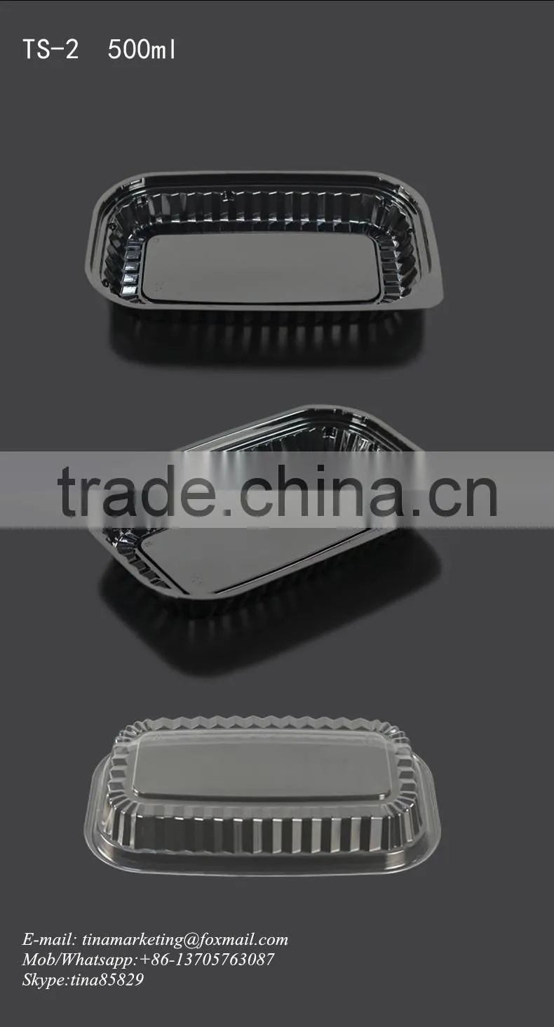 PS Black Base BOPS Clear Lid Plastic Take Out Food Container Box for Sushi,Salad,Fruit,Vegetable,Dessert,Cold dish Packaging
