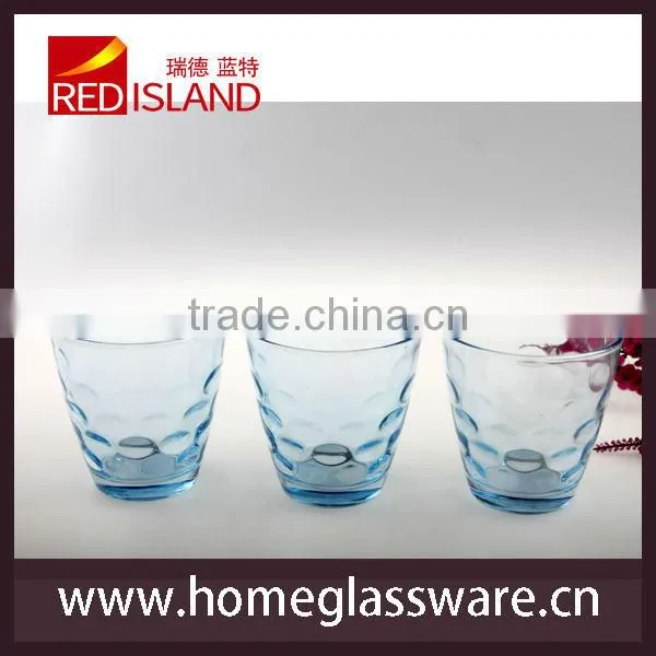 glass manufactory supply colored drinking glass cup, glass tumbler with dot patten