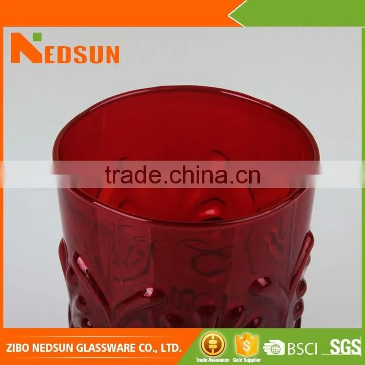 High quality glass cup with embossed