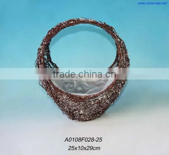 12"rattan christmas wreaths with snow