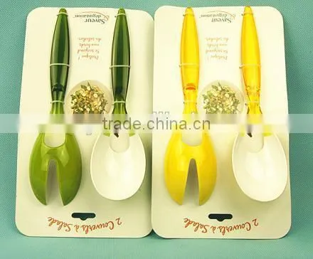 Plastic salad fork and spoon