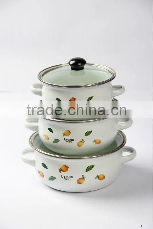 673DG 16-24CM enamel casserole cookware with glass lid