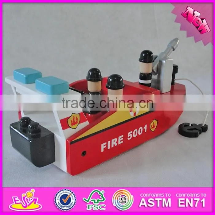 2016 new design funny wooden toy boats for toddlers W04F004