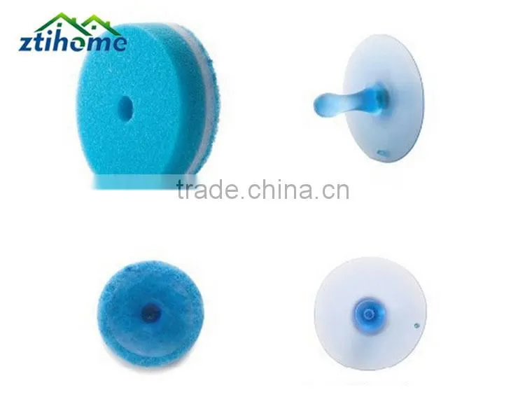 Multicolor Double Sided Cleaner Dishwashing Round Sponge Pads with Suction Cup Pack