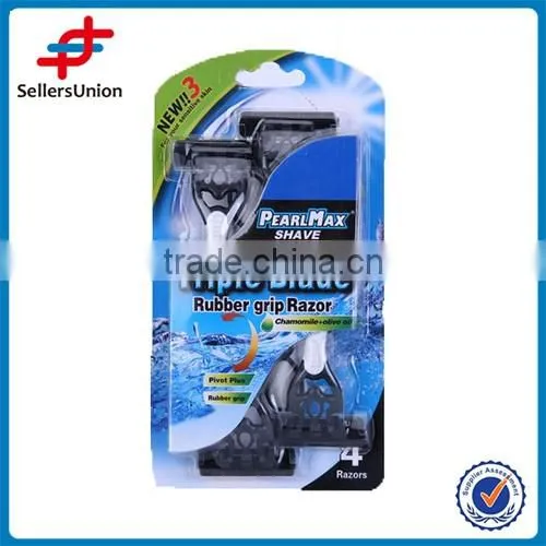 STAINLESS STEEL TRIPLE BLADE RAZOR WITH MOVING HEAD