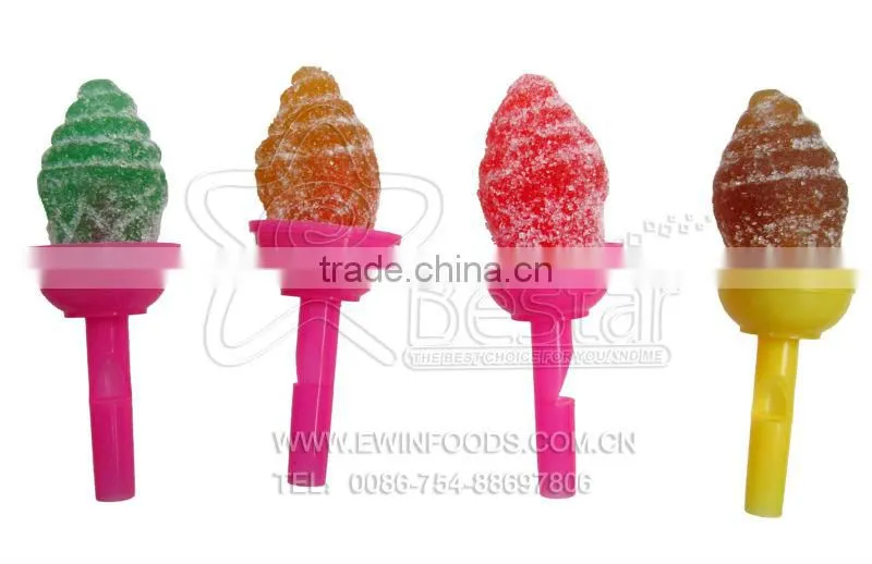 Ice-cream Jelly Candy with Plastic Whistle Lollipop