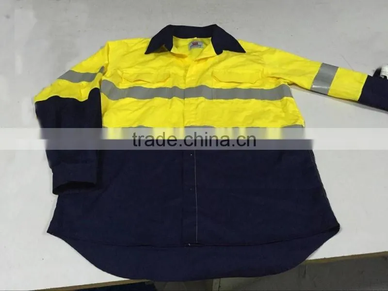 manufacturer custom Short Sleeves 100% cotton safety work shirts Hi Vis Shirts