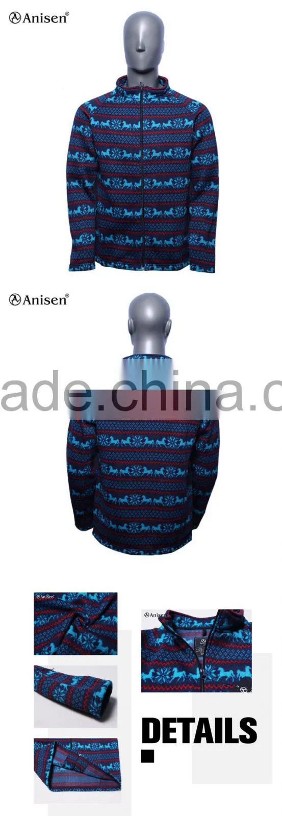 2016 high quality style 100% polyester printing men polar fleece jacket