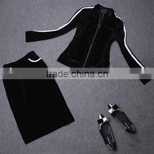 2016 black hot selling fashion designer velvet dresses for women