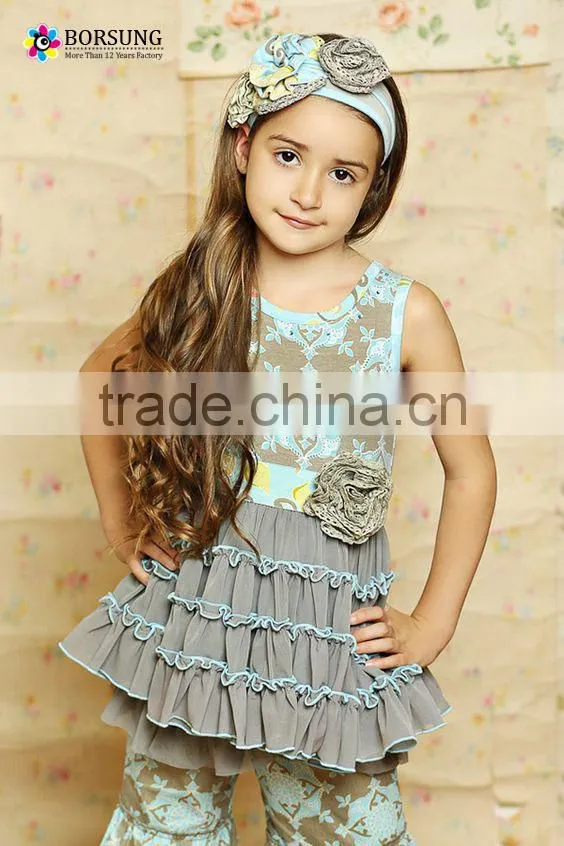 sleeveless printing wholesale clothing children frocks designs ruffle dress
