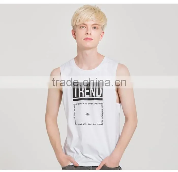 Men's trend printed fitness tank tops wholesale