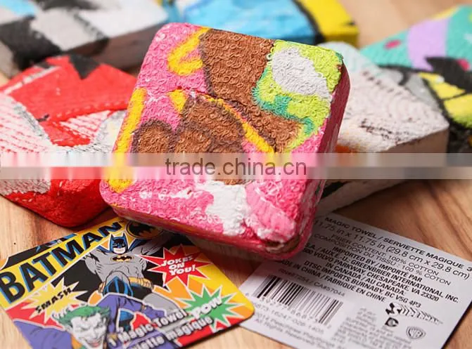 Best price terry cloth printed compressed compact cotton towel for gift use