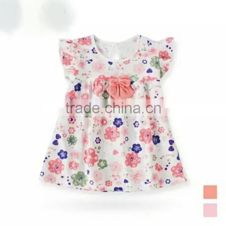 wholesale children frocks designs sleeveless flower baby girls dress with bowknot