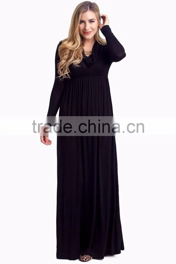 Wholesale Black Cowl Neck Long Sleeve Maternity Maxi Dresses for Ladies 2016