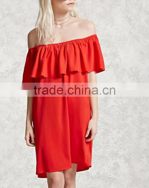Fashion dress 2016 women clothing Black Off Shoulder Ruffle Sheath women dress