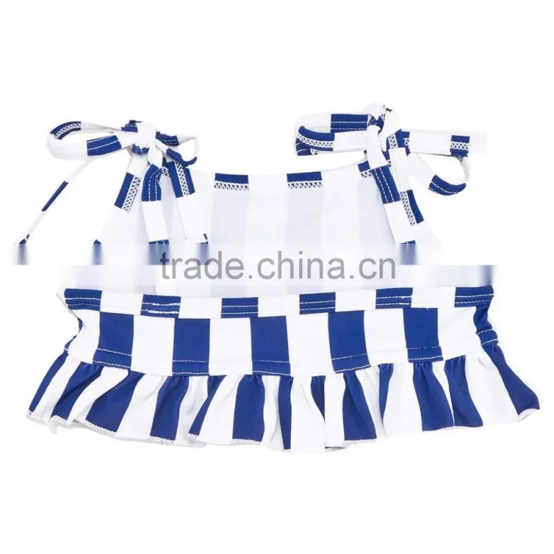 2017 new style kids infant custom Blue and White Stripe Swimsuit children bikini for little baby girls swimwear
