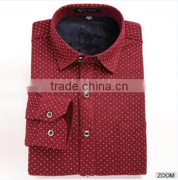 2016 the latest design 100% check casual dress dot printed shirt for men
