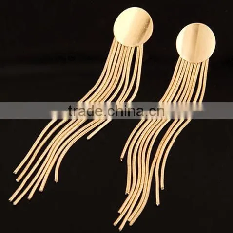 Alloy contracted tassels circular temperament gold earrings