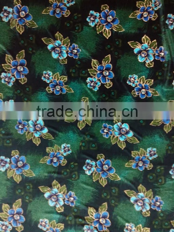 2014 New flower design KS korea velvet printed gilding fabric,four way stretch velvet,high-class fashion velvet garment 6st