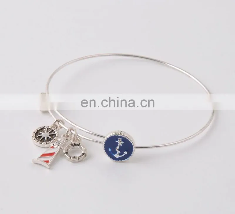 Sea Collection charms in two tones marine organism bracelet bangles
