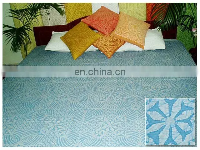 Cut Work Kantha Quilt White Patchwork Kantha Bed Cover Indian Cut Work Bedspread