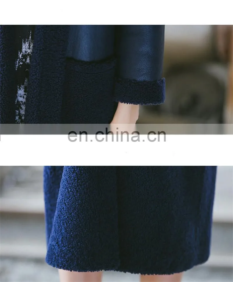Hot Selling High Quality Wholesale Winter Sheepskin Women Long Leather Coat