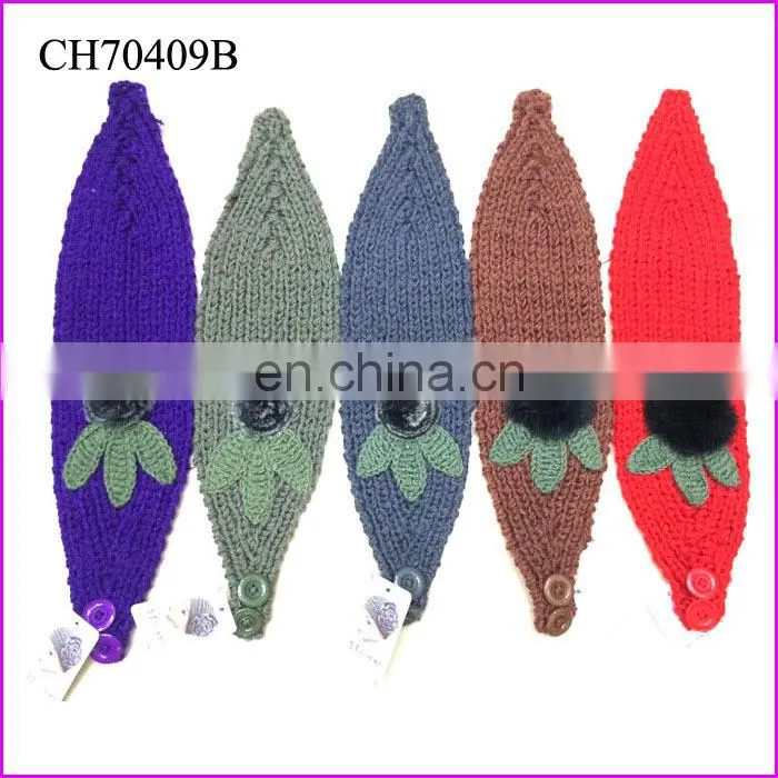 girls winter cotton yarn flower crochet headwear headbands