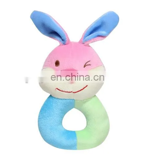 Custom design own drawing colorful rabbit baby ring rattle