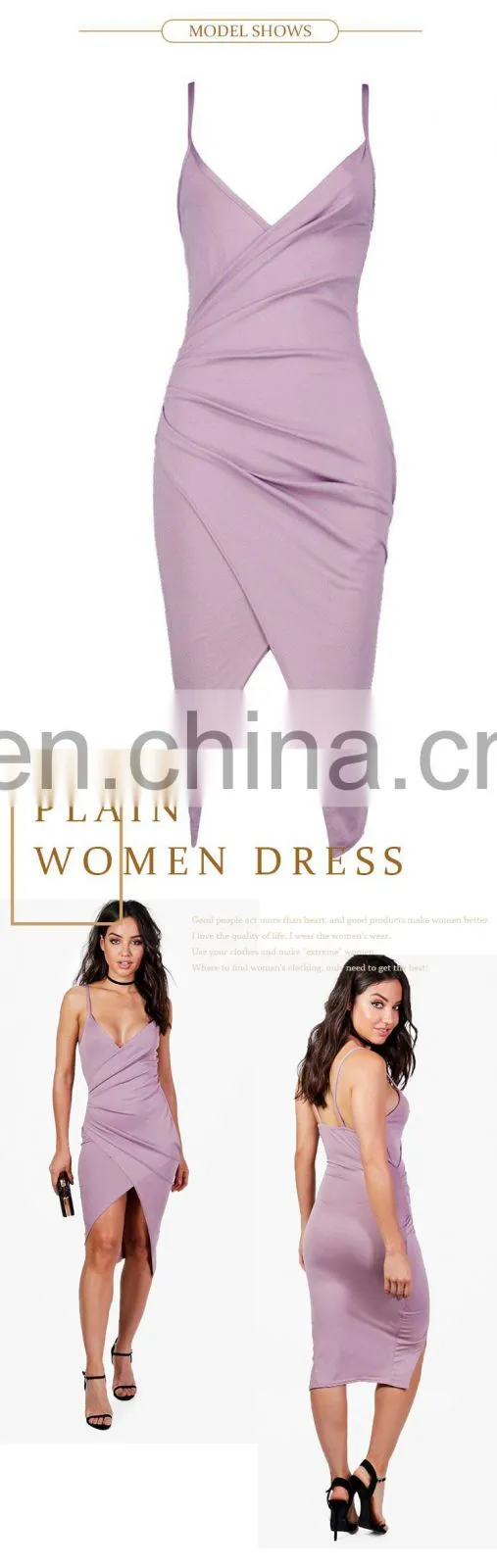 new design Spaghetti straps sexy women Wrap Midi dress