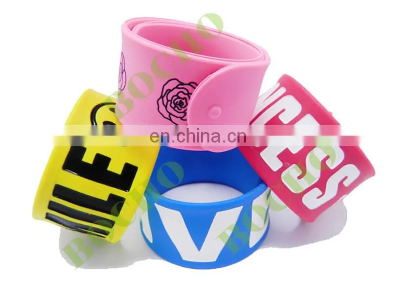 silicone rubber snap wristband with custom logo