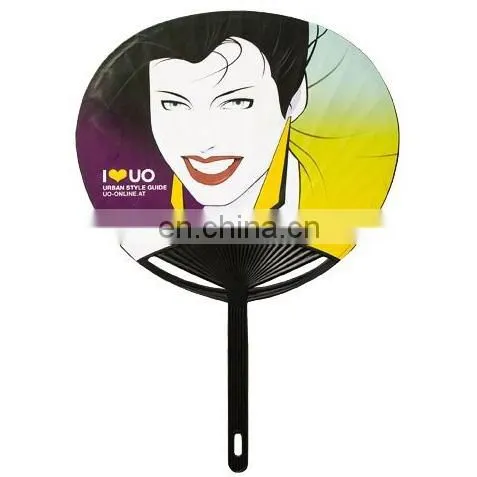 custom blank white wrinkled handheld plastic folding fan