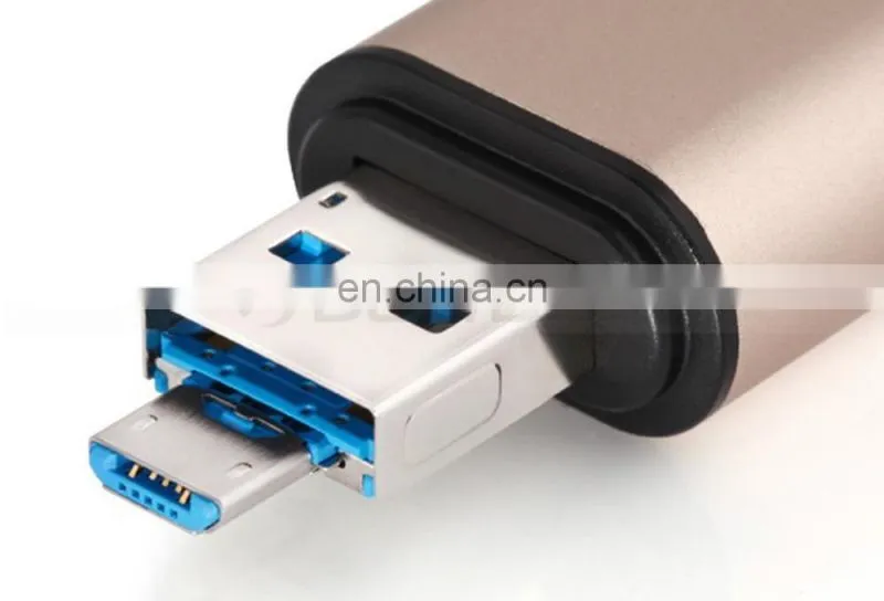 Aluminum Multifunction USB-A-Micro-Type-C Card Reader OTG Supported for Nexus 6P,5X,MacBook,Windows Computer,Android OTG