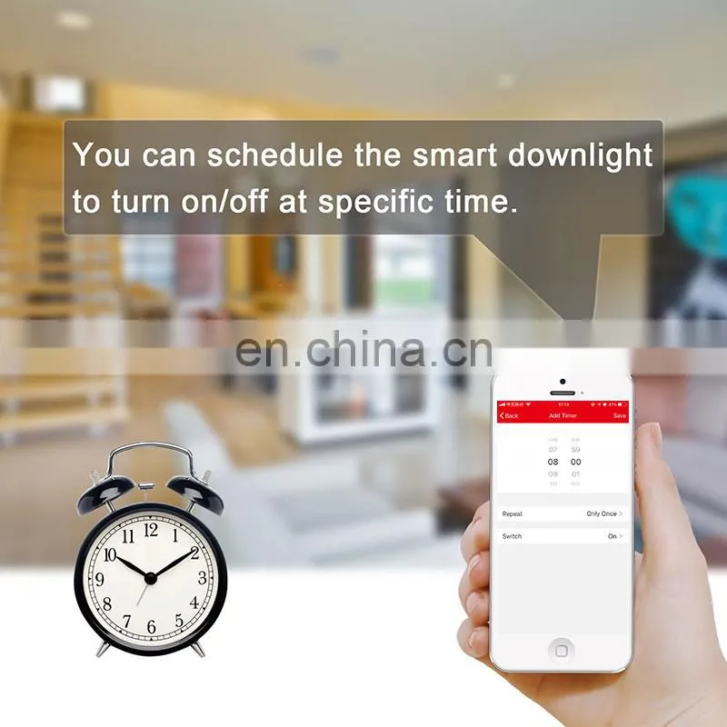 Hot sell smart recessed downlight led 10W dimmable easy installation wifi enable smart downlight by Amazon Echo Google Home