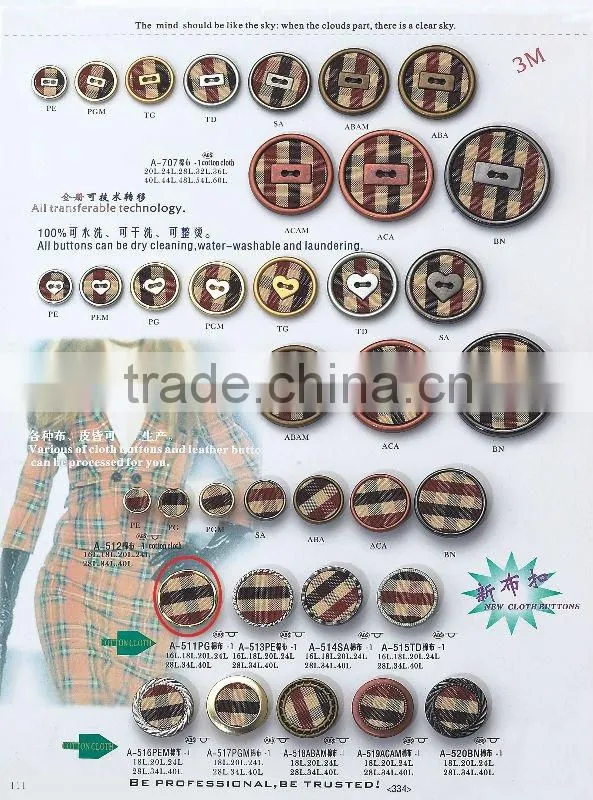 Fabric inlay garment shank plating button