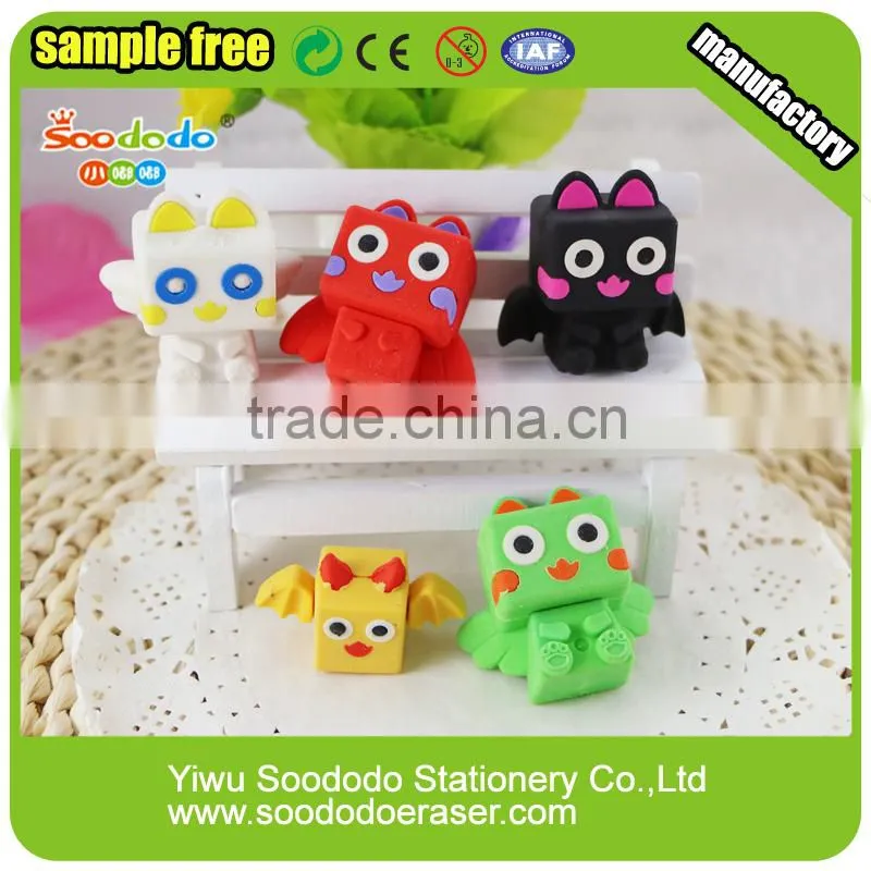 3D novelty puzzle black angel design eraser,mini erasers