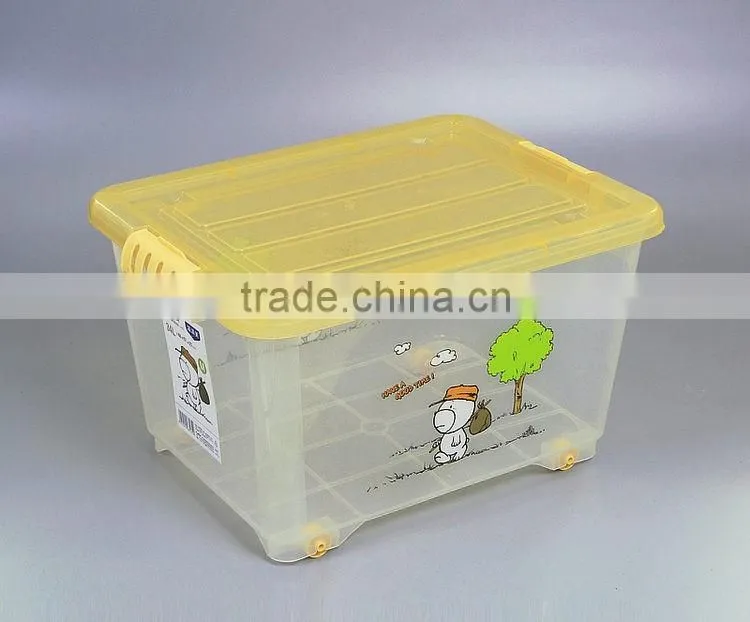 Multifunction Transparent Plastic Storage Box with Wheels and Lid