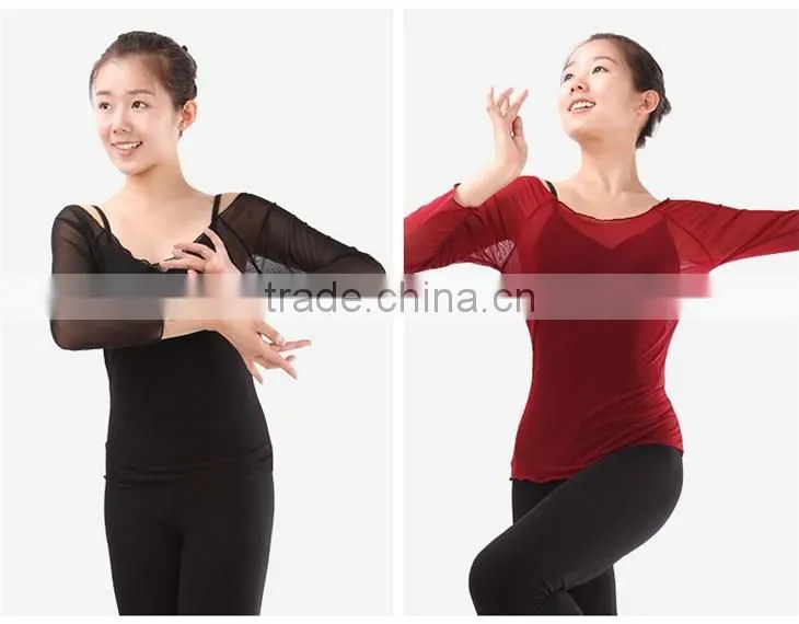 Factory Direct Sale Long Sleeve Stretchy Mesh Adult Dance and Yaga Top