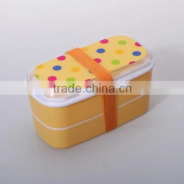 2-layer rectangle microwave plastic lunch box with chopsticks