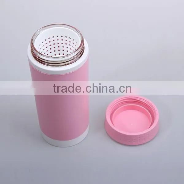 420ML double walls sport Plastic water bottles with strainer